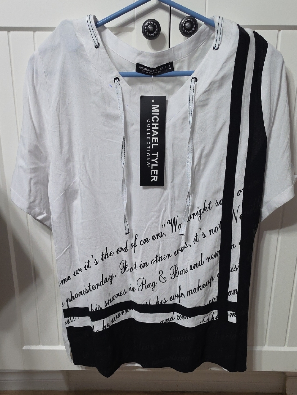 Michael Tyler White & Black Script Tee